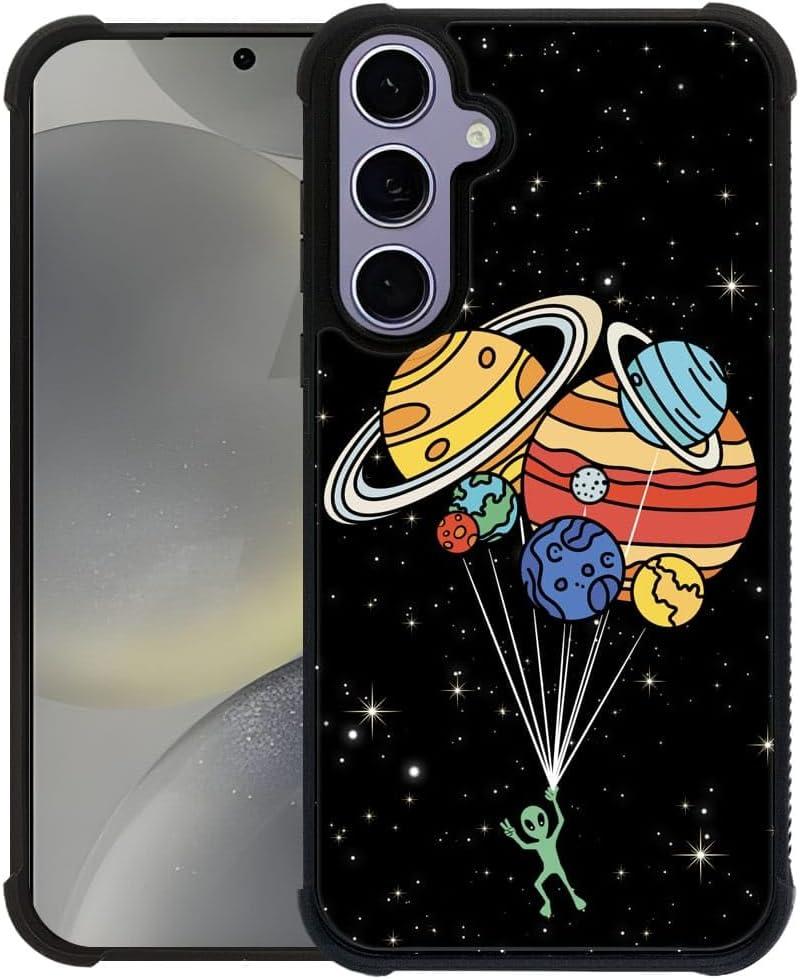 Compatible with Samsung Galaxy S24 S25 Case,Alien Balloon Solar System Amazing Pattern Design Shockproof Anti-Scratch Hard PC Back Case for Samsung Galaxy S24 S25