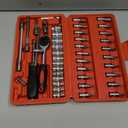 Egofine 46 Pieces 1/4 inch Drive Socket Ratchet Wrench Set, with Bit Socket Set Metric and Extension Bar for Auto Repairing and Household, with Storage Case