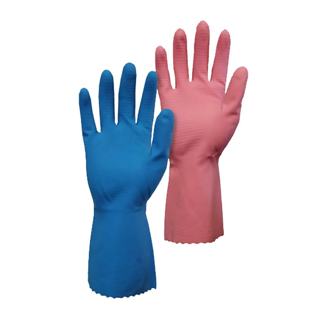 2 Pairs Thickened Rubber Gloves with Cotton Lining & Non-slip Grip, Colorful Household Long Lasting Dishwashing Gloves for Kitchen & Bathroom Cleaning, Orange & Blue, Medium