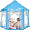 Monobeach Princess Castle Playhouse for Girls - Large Kids Tent with Star Lights for Indoor & Outdoor Play, 55'' x 53'' (DxH) (Blue Princess Tent with Little Star Lights)