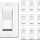 BESTTEN 10 Pack Single Pole Decorator Light Switch with Wallplate, 15A 120/277V, Rocker Paddle Wall Switch, On/Off Interrupter for LED and Other Lamps