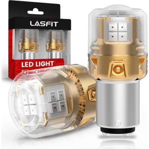 LASFIT 1157 LED Bulb Red for Brake Tail Lights, Upgraded 500% Super Bright 2057 2357 7528 BAY15D LED Lamps with Projector Lens Replacement for Inner Taillights Stop Lights, (2-Pcs)