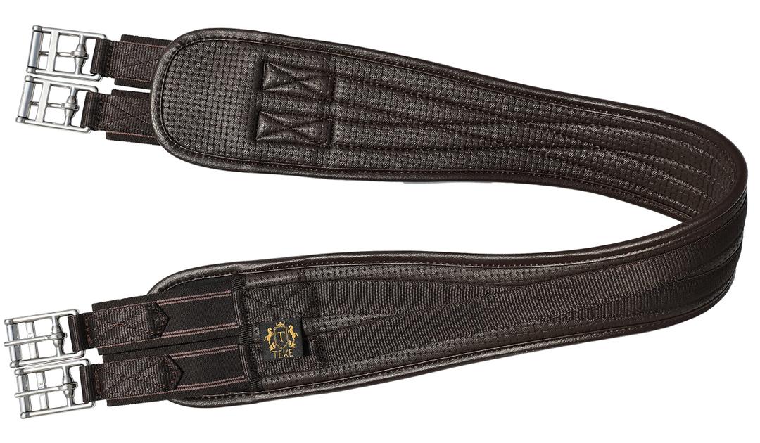 T TEKE Contoured Chafeless Girth for Horses, Airflow Waffle PVC Foam Construction with Double Side Heavy Duty Cotton Elastic and Stainless Steel Buckles (38"-56")