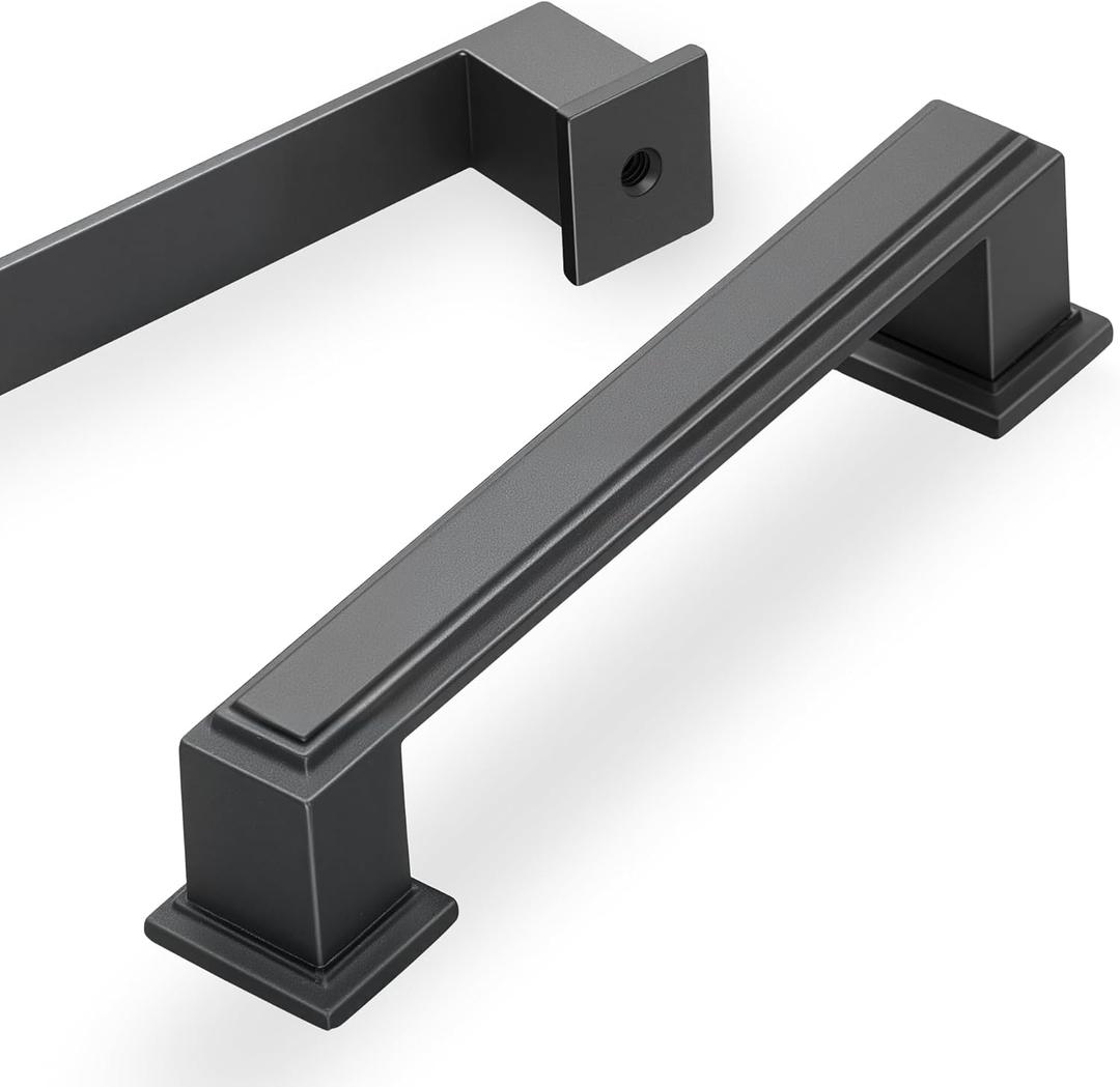 10 Pack 3.75 Inch(96mm) Hole Center Matte Dark Gunmetal Gray Modern Cabinet Pulls Kitchen Cabinet Handles Kitchen Cabinet Hardware Timeless Drawer Pulls for Dresser Cupboard Wardrobe, Gray(3.75x10)