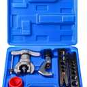 TURBRO HVAC FlaringTool Kit for 1/4 to 3/4in Pipes, 45 Degree Eccentric Cone Type, 2 Flaring Splints, Single Flaring Tool with a Pipe Cutter and Deburring Reamer, for Copper and Aluminum Pipes