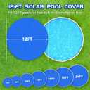 Evoio Solar Pool Cover 12 ft Round for Above Ground Inground Pools Bubble Wrap Covers for Hot Tub Spa Thermal Heating, 12 Mil Circle Blue Floating Blanket for 6-24 Foot Feet Diameter Swimming Pools