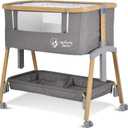 Motherly Haven Baby Bassinet Bedside Sleeper 53"L x 29"W x 63"H, Light Grey, Crib