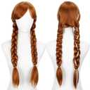 Long Brown Double tail Braided Princess Wig Cosplay Costume Wigs Heat Resistant Synthetic Fibers Soft Durable Breathable Anime Cosplay Wigs for Women Party or Halloween Christmas