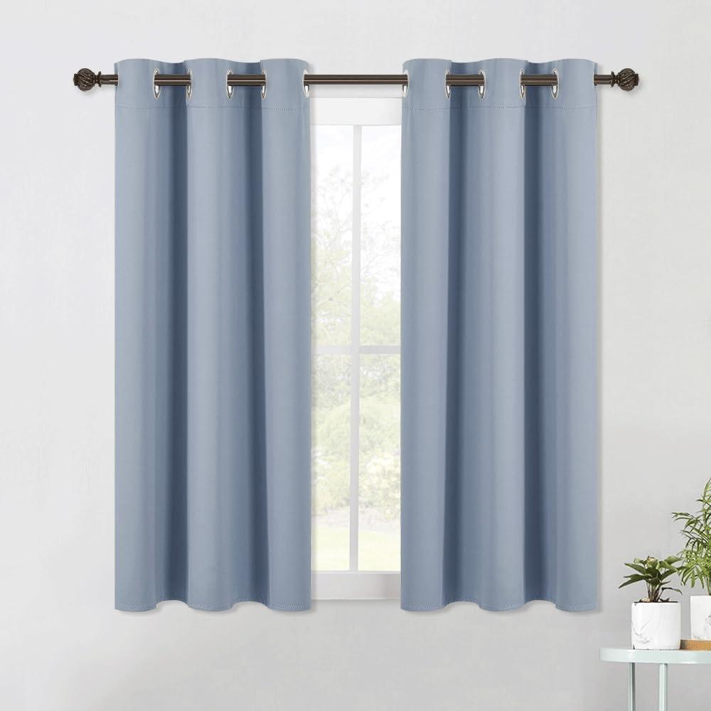 NICETOWN Blackout Window Curtains 60 inch Length 2 Panels, 34 x 60 Inch, Vintage Blue, Grommet Top Room Darkening Thermal Insulated Solid Vertical Drapes for Bedroom/Kid Room