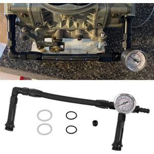 RULLINE AN6 Dual-Feed Double Pump Braided Fuel Line with 0-160 psi Vacuum Pressure Gauge Compatible with Holley 4150 Carburetor (6AN)