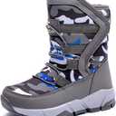GUBARUN Boys Snow Boots Kids Outdoor Warm Shoes Waterproof (Grey, 7)