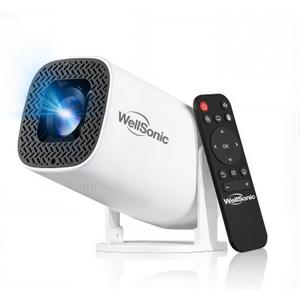 Mini Projector with Wifi and Bluetooth, 4K Protable Smart Projector Build-in Android 14, 130" Screen Auto Keystone Movie Projector Compatible with HDMI Phone TV Stick for Bedroom Outdoor