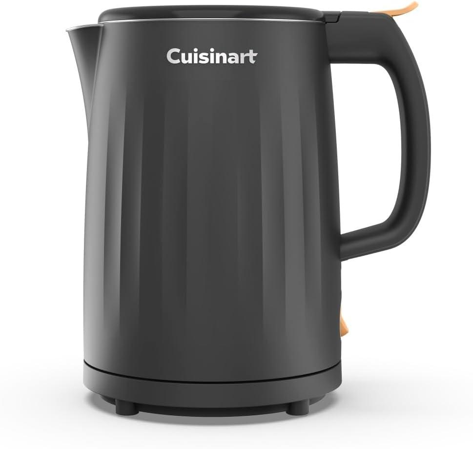 Cuisinart Soho 1-Liter Double Wall Electric Hot Water Kettle, Tea Kettle with Stainless Steel Interior, One Touch Operation to Boil Water for Tea, Hot Cocoa, or Instant Oatmeal, CK-10BK, Black