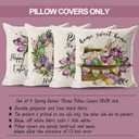 JOJOGOGO Easter Bunny Throw Pillow Covers 18x18 Set of 4 Hello Spring Outdoor Pillow Covers for Farmhouse Easter Rabbit Eggs Home Decor