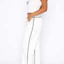 DISCIPBUSH Track Pants Women Sweatpants Lounge Pants (White, L)