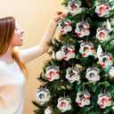 Soulchen 12 Pcs Christmas Snowman Ornaments for Tree Rustic Wooden Xmas Snowman Tree Ornaments Merry Christmas Joy Novel Snowflake Xmas Hanging Decorations for Winter Holiday Craft Party Supplies