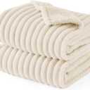 Bedsure ComfyFleece Waterproof Dog Blankets for Small Dogs - Soft Puppy Cat Blanket Corduroy Fleece Washable, Cozy Calming Reversible Furniture Protection for Pet Kitten Doggy,25"x35", Cream