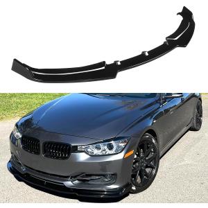 2012-2015 Compatible with BMW 3 Series F30 Sedan Base Bumper, Front Lip Splitter, 3-Piece Design, Gloss Black ABS WheelX