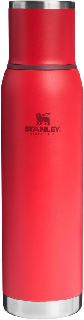 Stanley Adventure-To-Go Vacuum Bottle 1.4 qt | Wide Mouth with Leakproof Cup Lid | Keep Drinks Hot or Cold | Packable for Travel | Insulated Stainless Steel Thermal Bottle | BPA-Free | Chili Red (44.8 Ounces)