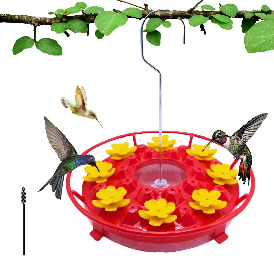 Hummingbird feeders for Outdoors Hanging Ant and Bee Proof, 26 Feeding Ports Easy Cleaning Filling Leak Proof red Backyard Decoration Outdoor Wild Bird Feeder (Red-1pack)