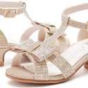 Walofou Toddler Little Kid Big Kid Sandals for Girls (Elegant-champagne)