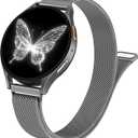 SNBLK Slim Metal Magnetic Bands Compatible with Samsung Galaxy Watch 7 Band 6 5 4 FE 40mm 44mm/6 Classic/Active 2/5 Pro/3, 20mm Milanese Stainless Steel Mesh Strap for Samsung Watch Bands for Women (Space Gray)