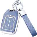 Key Fob Cover with Keychain for GMC Terrain Yukon Suburban Tahoe Acadia Sierra Silverado (5-blue)