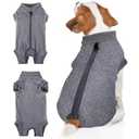 BENCMATE Dog Recovery Suit, After Surgery Dog Recovery Onesie, Professional Pet Zip Up Recovery Shirt Dog Abdominal Wound Bandages, Substitute E-Collar & Cone, Dog Onesie (Medium, Grey)
