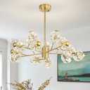 ykolupty Modern Sputnik Chandelier,Crystal Chandeliers,Flush Mount 15-Lights Gold Chandelier for Living Room Bedroom Dining Room Kitchen, Mid Century Chandeliers