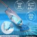 KOKIDO Cordless Handheld Pool Vacuum for Above Ground Pool, with 6ft Pole and 2 Vac Brush Heads, Ideal for Spot Cleaning Small Inground Pool Spa up to 20ft, Rechargeable, 60min, Sand and Light Debris