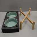 Ceramic 6.1inch Raised Dog Bowl with Stand for Small and Medium Breed Dog Dish Pet Food and Water Bowl (Double Bowl with Stand - Light Green, 28oz)