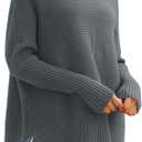 LILLUSORY Women's Oversized Turtleneck Sweaters Fall Batwing Sleeve Ribbed Tunic Sweater (Medium, Deep Grey)