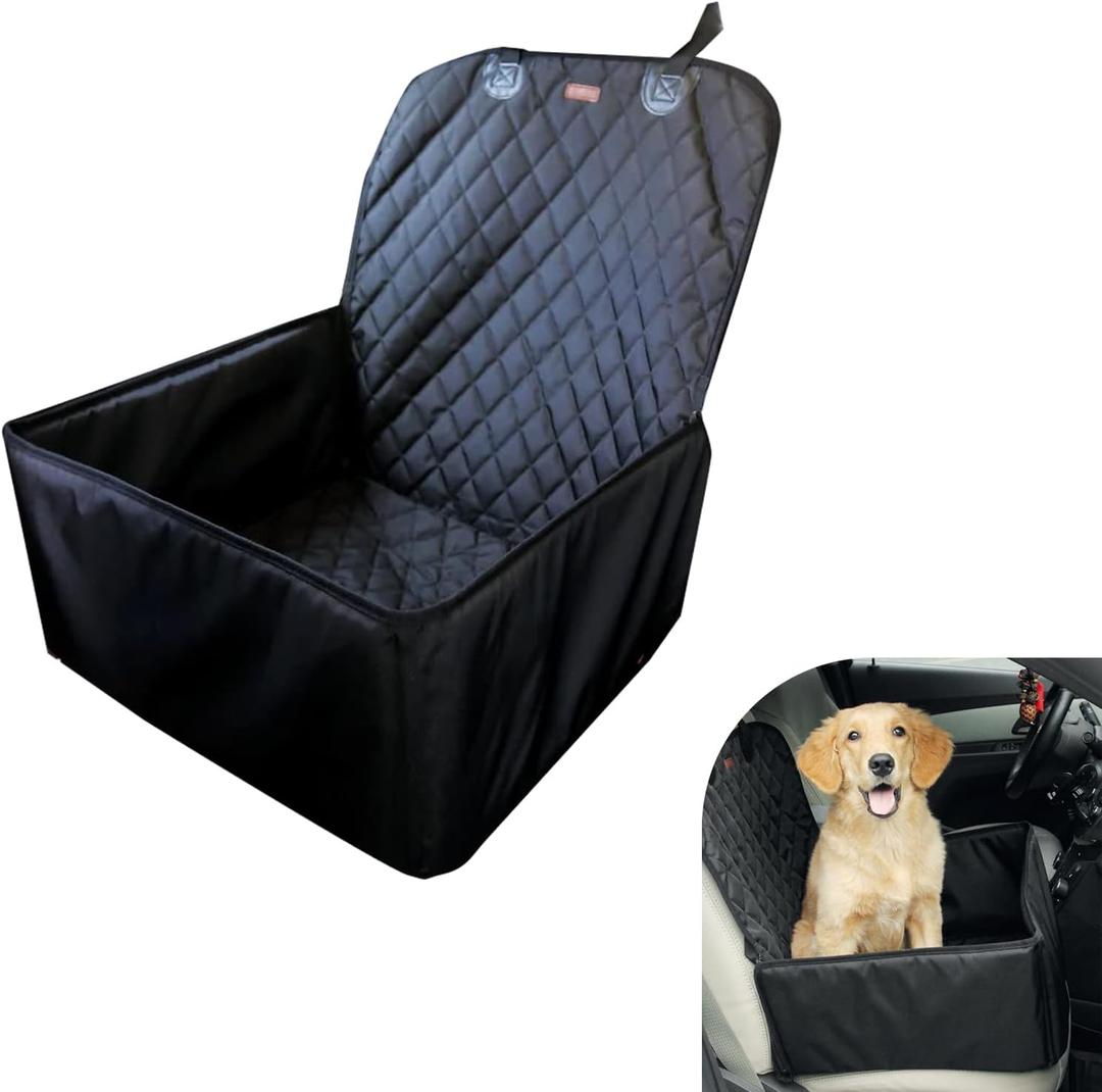 Dog Car Seat Cover, Waterproof & Scratch-Resistant Pet Booster Seat, Non-Slip Bucket Dog Seat Cover, Removable Pet Travel Safety Car Seat, Universal for Most Cars (Black)