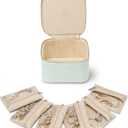 Vlando Travel Jewelry Organizer,Small Jewelry Case Box with 6 Velvet Clear Jewelry Storage Zipper Pockets, Girls Women Gift Ideas for Wedding Party Thanksgiving Christmas-Mint Green