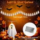 Halloween Decoration - Cute 20Ghost LED Light Up Garland Banner Decor 9.9ft