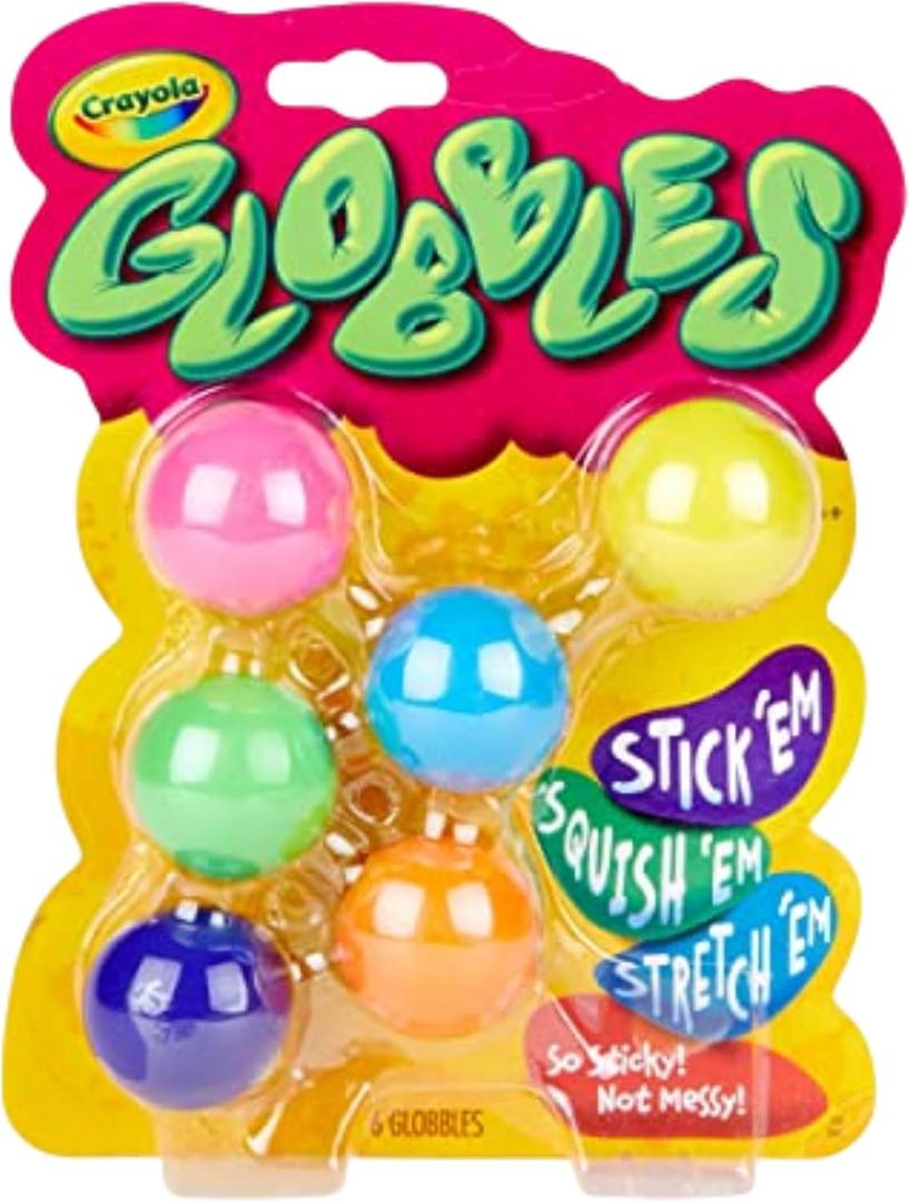 Crayola Globbles Fidget Toy (6ct), Easter Egg Toy & Essential Basket Stuffer, Sticky Stress Ball for Adults & Kids, Squishy Balls, Calming Sensory Gifts for Stress Relief (6 Count (Pack of 1))