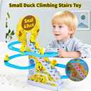 Small Ducks Climbing Toys,Electric Little Duck Climbing Stairs Toy,Roller Coaster Toy Set with LED Flashing Lights & Music,Duck Track Slide Toy Gift for Toddlers Kids Age 3