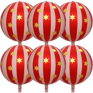 Carnival balloons Red and Pink Foil Balloons 22Luch for Circus Theme Party Decorations Retro Party Decor 6Pack