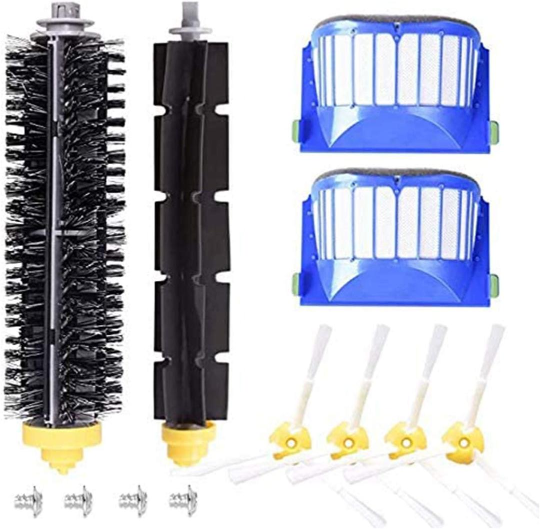 DLD Accessory for iRobot Roomba 600 610 620 630 645 650 655 660 680 500 Series Model 595 Replacement Kit Replenishment Parts Set Filter Side Brush Bristle Flexible