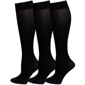 EABERN Women's Trouser Socks,Opaque Stretchy Nylon Knee High Dress Socks,6 or 12 Pairs (Queen, 3black)