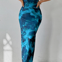 PRETTYGARDEN Women Summer Strapless Maxi Dress Bodycon Floral Sexy Long Wedding Guest Dress Formal Tube Mesh Cocktail Dresses (Medium)