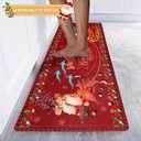 Black Santa Christmas Kitchen Rug and Mat Set,African American Christmas Decorations,Winter Holiday Merry Christmas Kitchen Sink Floor Mat Santa Claus Kitchen Bathroom Mat for Xmas Indoor Decoration