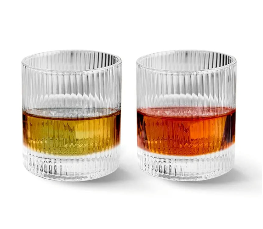 Vintage Straight Line Highball Cocktail Drinking Glasses and Tumblers 10oz, 12oz (10 oz, Set of 2) [2070]