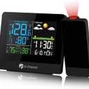 DR.PREPARE Projection Alarm Clock, Digital Clock Projector on Ceiling with Indoor/Outdoor Temperature Display, Dual Alarms, Colored Backlight, Weather Forecast, and Battery Backup for Bedroom