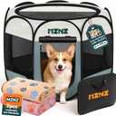 Dog Cat Small Animal Puppy Playpen Crate with 2 Blankets, Medium, Grey