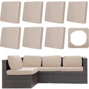 8Pcs Outdoor Cushion Covers, Patio Cushion Covers,Stretch Elastic Slipcovers, Replacement Washable & Reusable Furniture Protector for Patio Couch (Beige,Cover Only)
