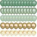 72Pcs Sage Green Balloons Set, Green Latex Balloon with 12inch Pearl Metallic Gold Balloons Light Olive Confetti Balloons for Baby Shower Birthday Wedding Party Decorations Supples
