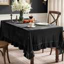MIULEE Velvet Table Cloth with Decorative Ruffle Edge Luxurious Soft Washable Rectangular Tablecloth Thick Wrinkle-Resistant Oblong Table Cover for Kitchen Dining Party Wedding 60x102 Inch, Black