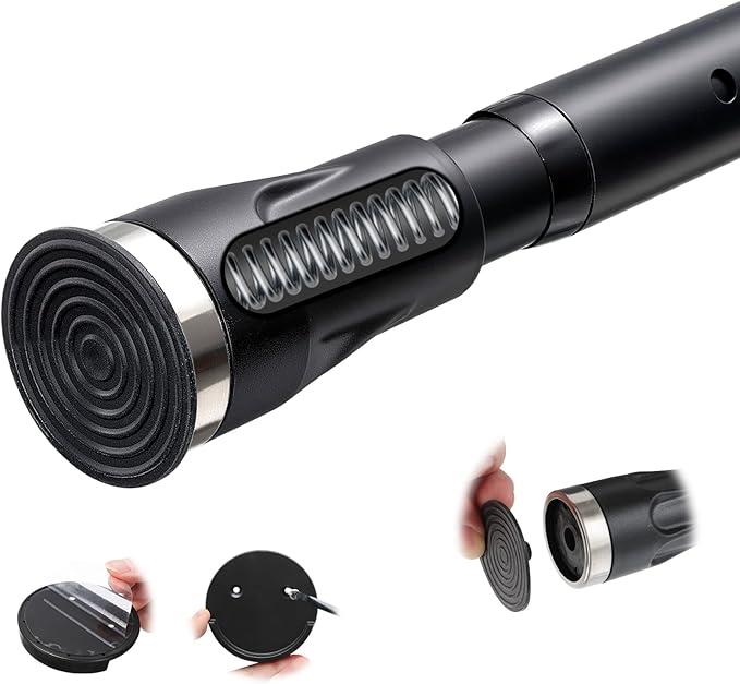 Tension Curtain Rod, 48 to 84 inch Adjustable Heavy Duty black shower curtain rod for bathroom Closet Windows