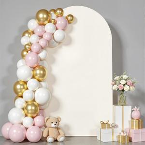 6.6 ft Arch Backdrop Cover Beige - Double-Sided Spandex Arch Covers Stretchy Backdrop for Balloon Arches Birthday Party Baby Shower Banquet Wedding Photo Background
